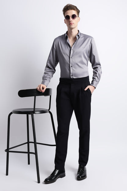 Smooth Satin Shirt Grey