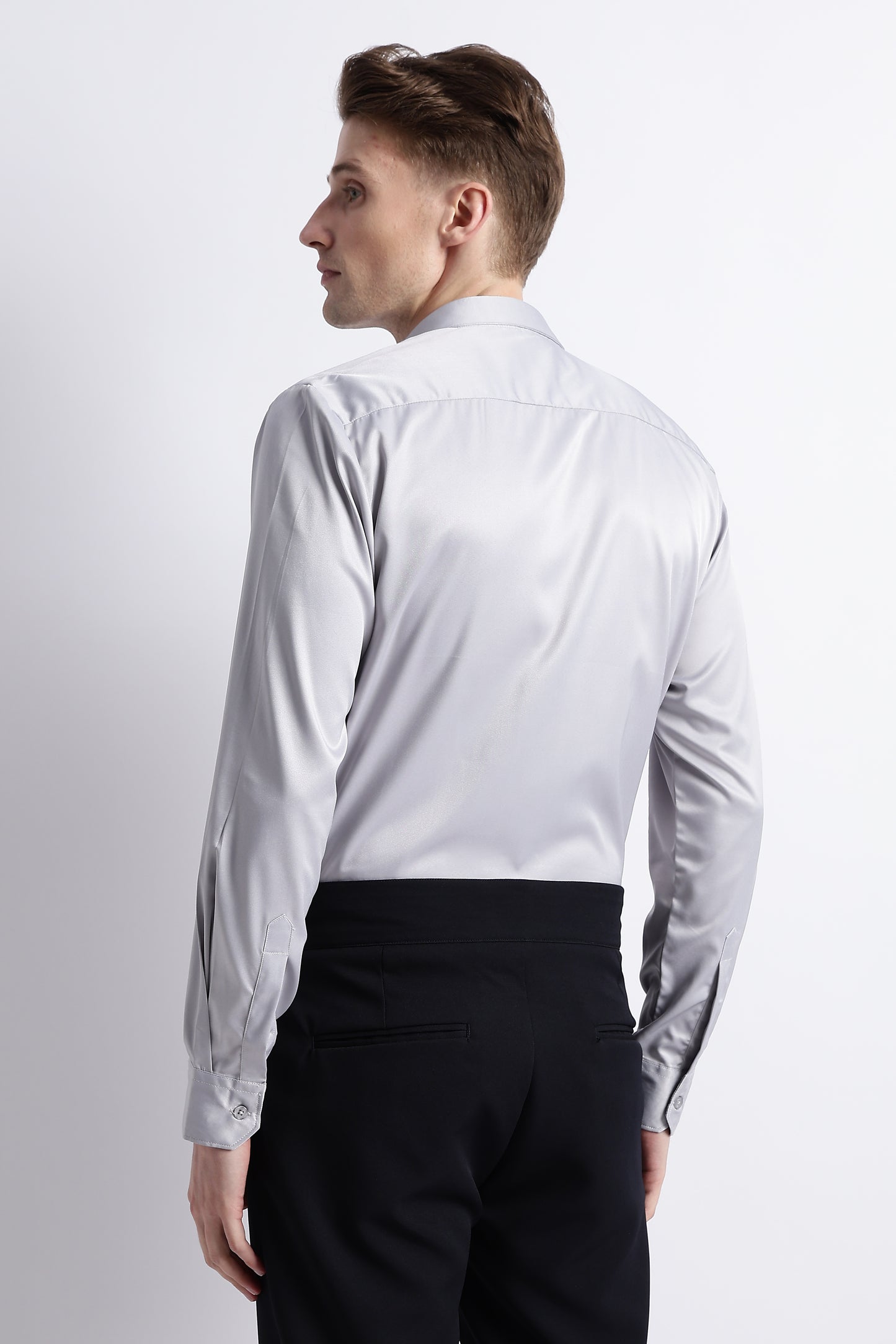 Smooth Satin Shirt Lt Grey