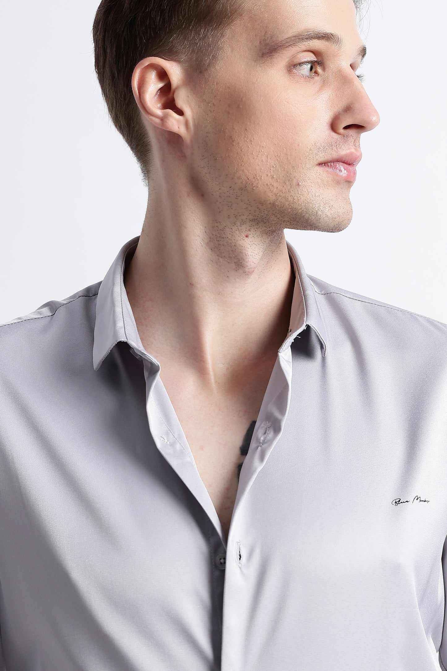 Smooth Satin Shirt Lt Grey