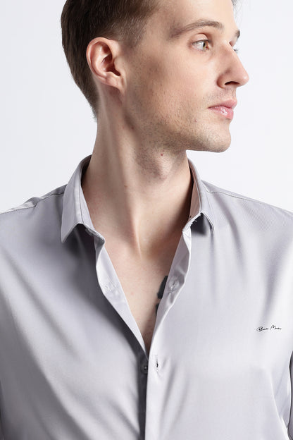 Smooth Satin Shirt Lt Grey
