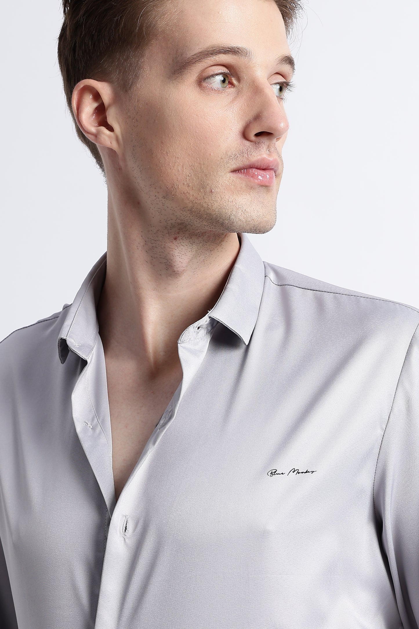 Smooth Satin Shirt Lt Grey