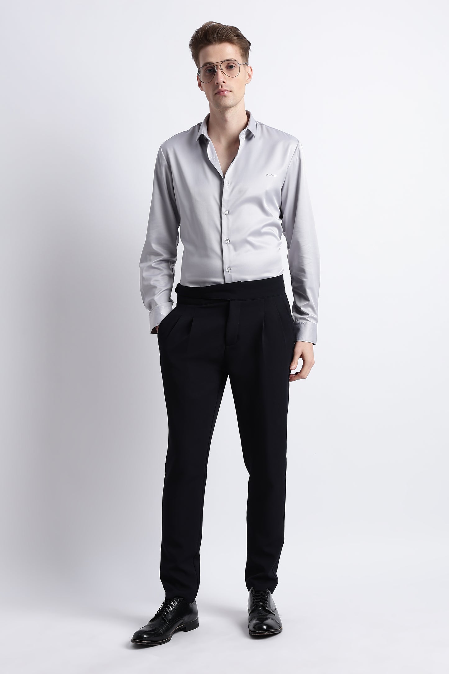 Smooth Satin Shirt Lt Grey