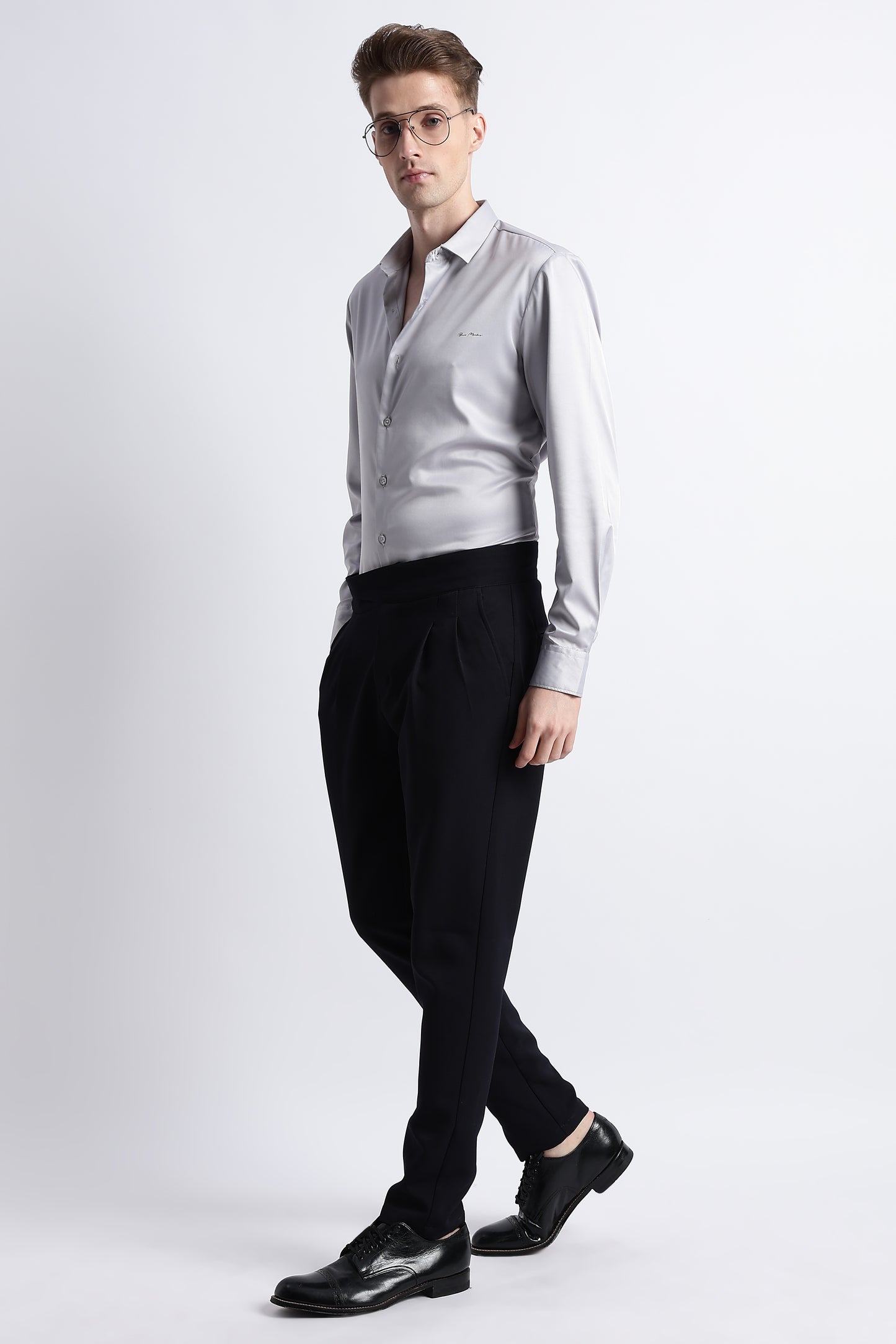 Smooth Satin Shirt Lt Grey