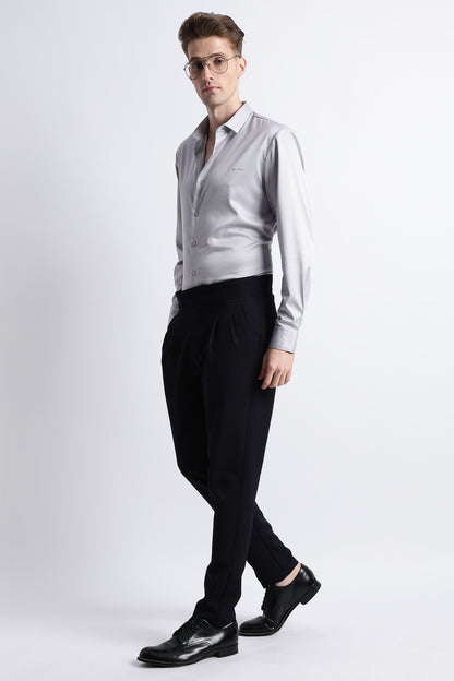Smooth Satin Shirt Lt Grey