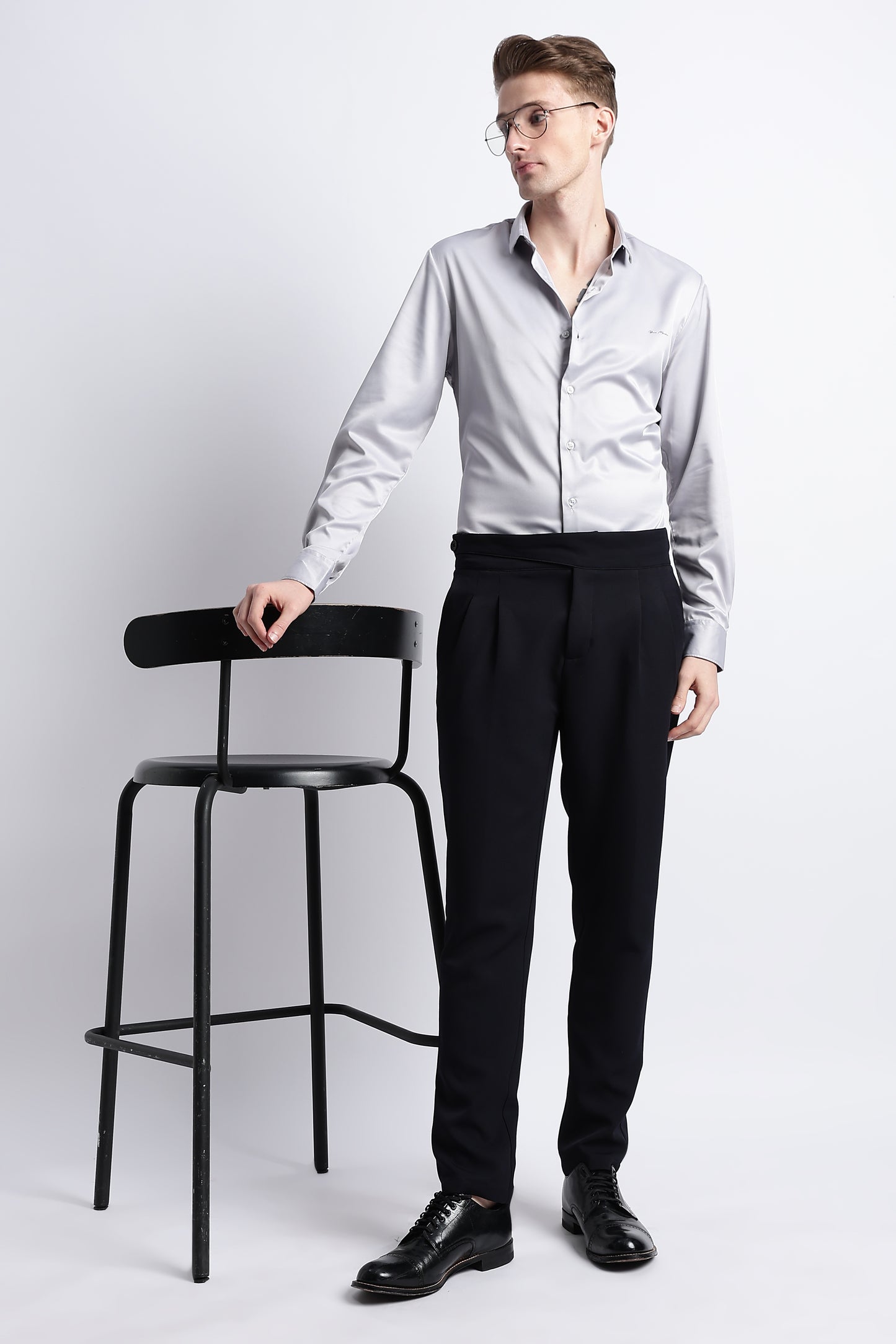 Smooth Satin Shirt Lt Grey