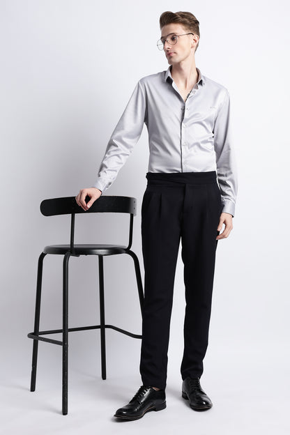 Smooth Satin Shirt Lt Grey