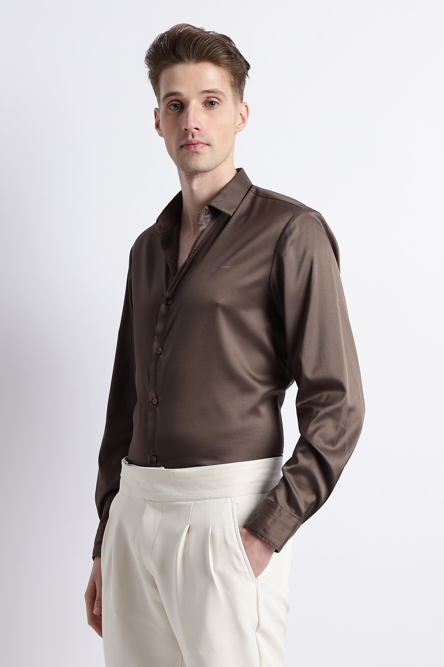 Smooth Satin Shirt Olive