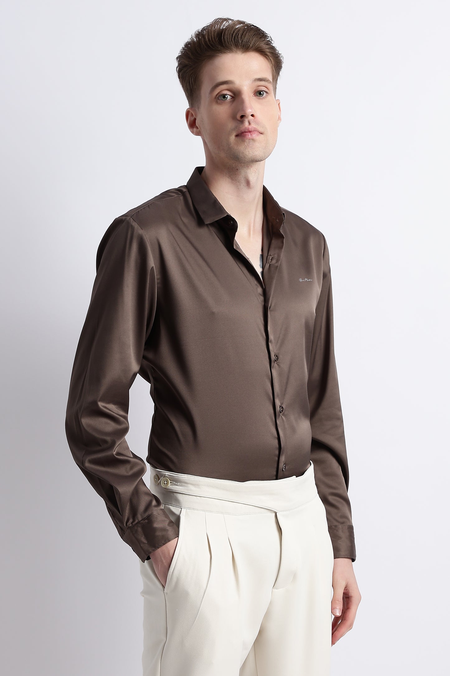 Smooth Satin Shirt Olive