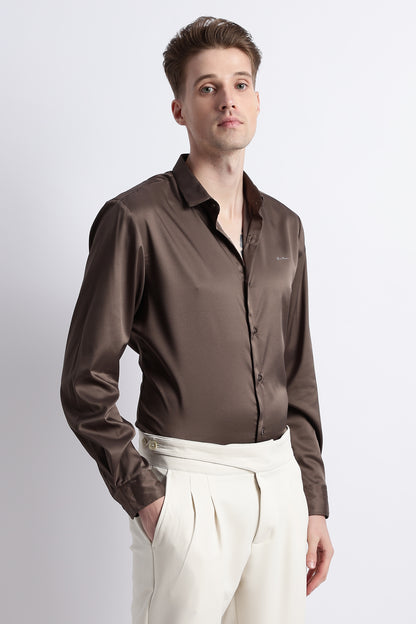 Smooth Satin Shirt Olive