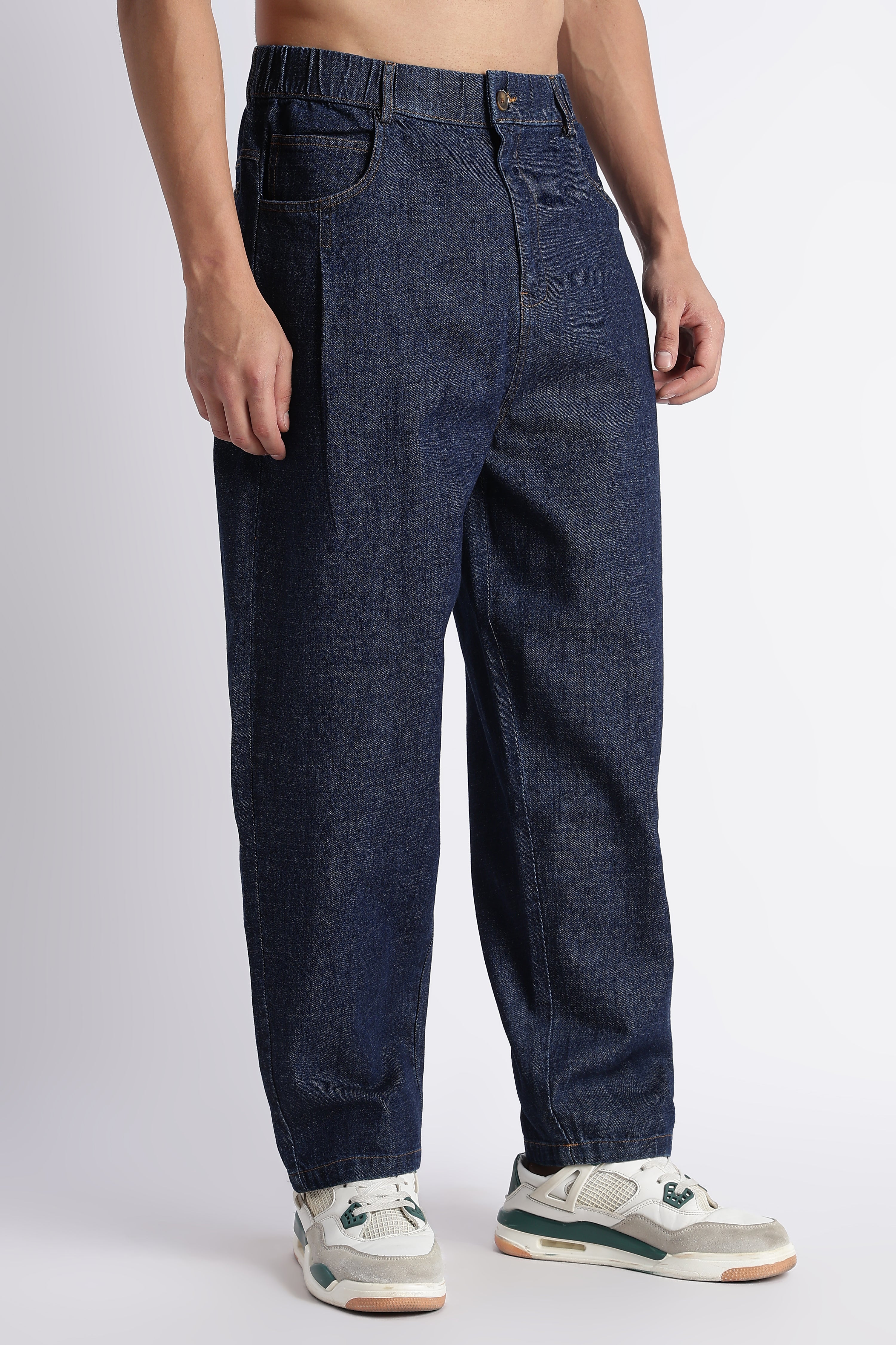 Men's Dark Blue Denim Balloon Fit Pants
