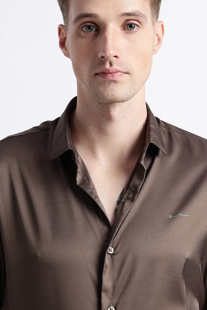 Smooth Satin Shirt Olive