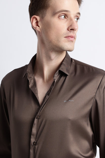 Smooth Satin Shirt Olive