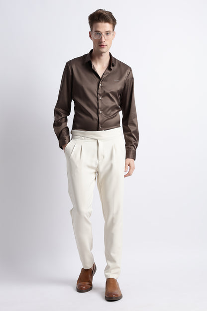 Smooth Satin Shirt Olive