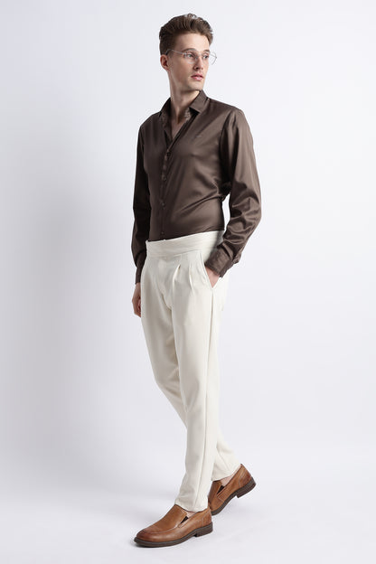 Smooth Satin Shirt Olive