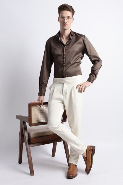 Smooth Satin Shirt Olive