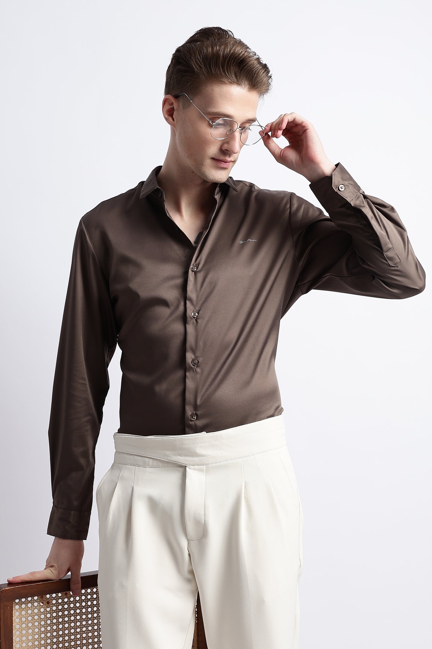 Smooth Satin Shirt Olive