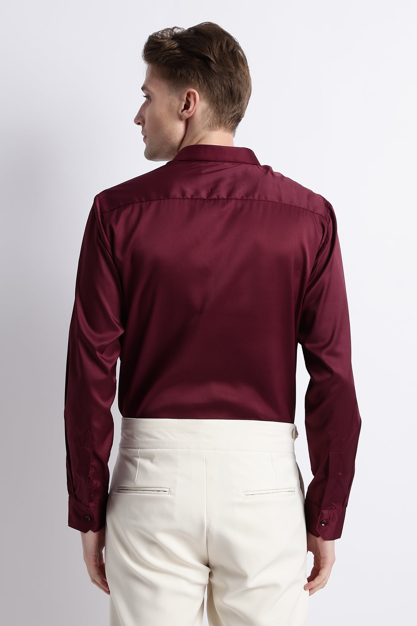 Smooth Satin Shirt Maroon