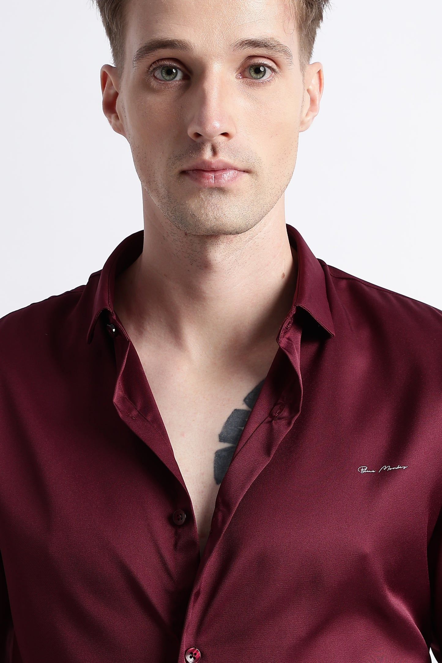 Smooth Satin Shirt Maroon