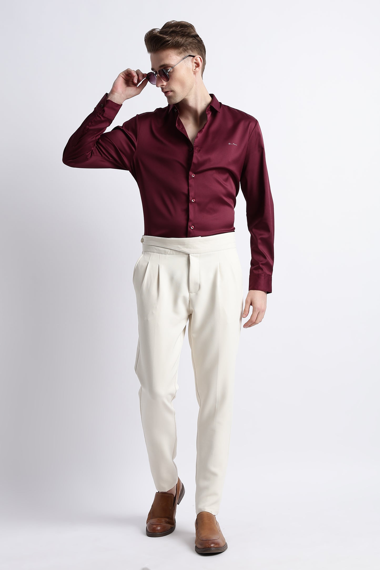 Smooth Satin Shirt Maroon