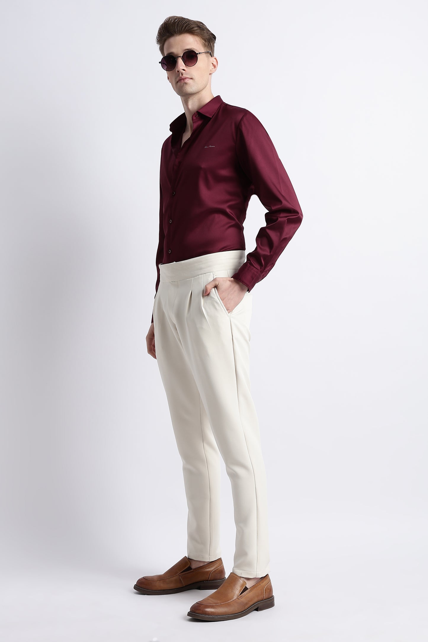 Smooth Satin Shirt Maroon