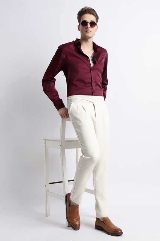 Smooth Satin Shirt Maroon