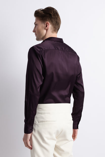 Smooth Satin Shirt Purple