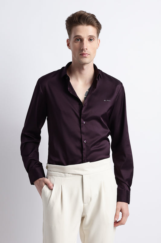 Smooth Satin Shirt Purple