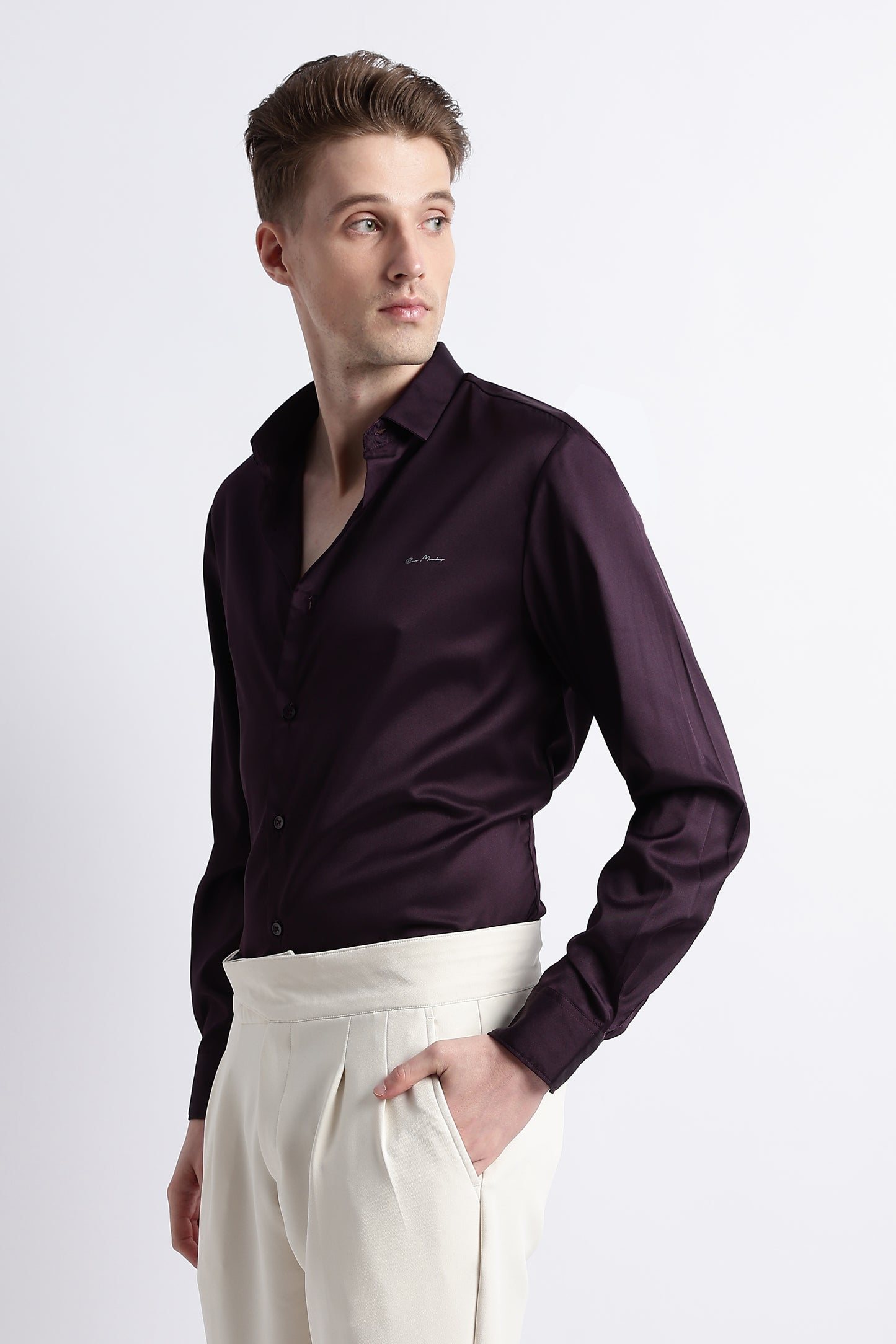 Smooth Satin Shirt Purple