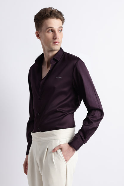 Smooth Satin Shirt Purple