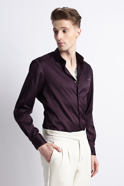 Smooth Satin Shirt Purple