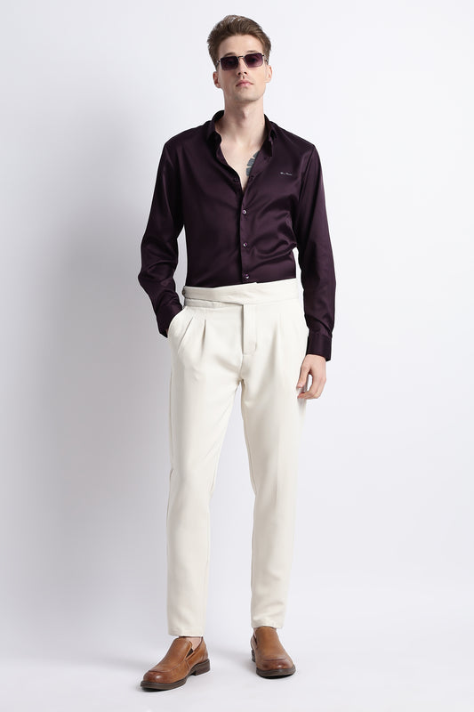 Smooth Satin Shirt Purple