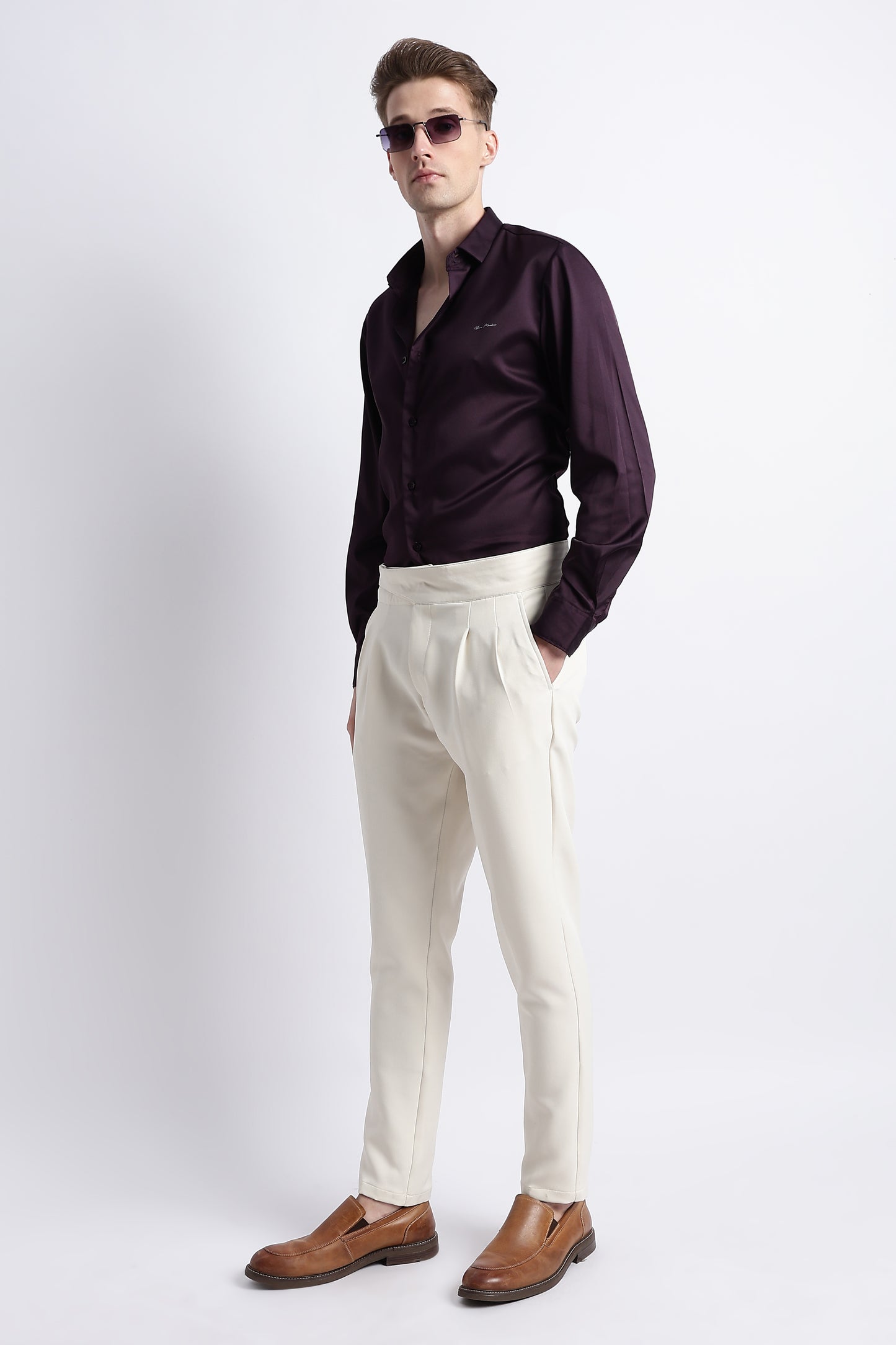 Smooth Satin Shirt Purple