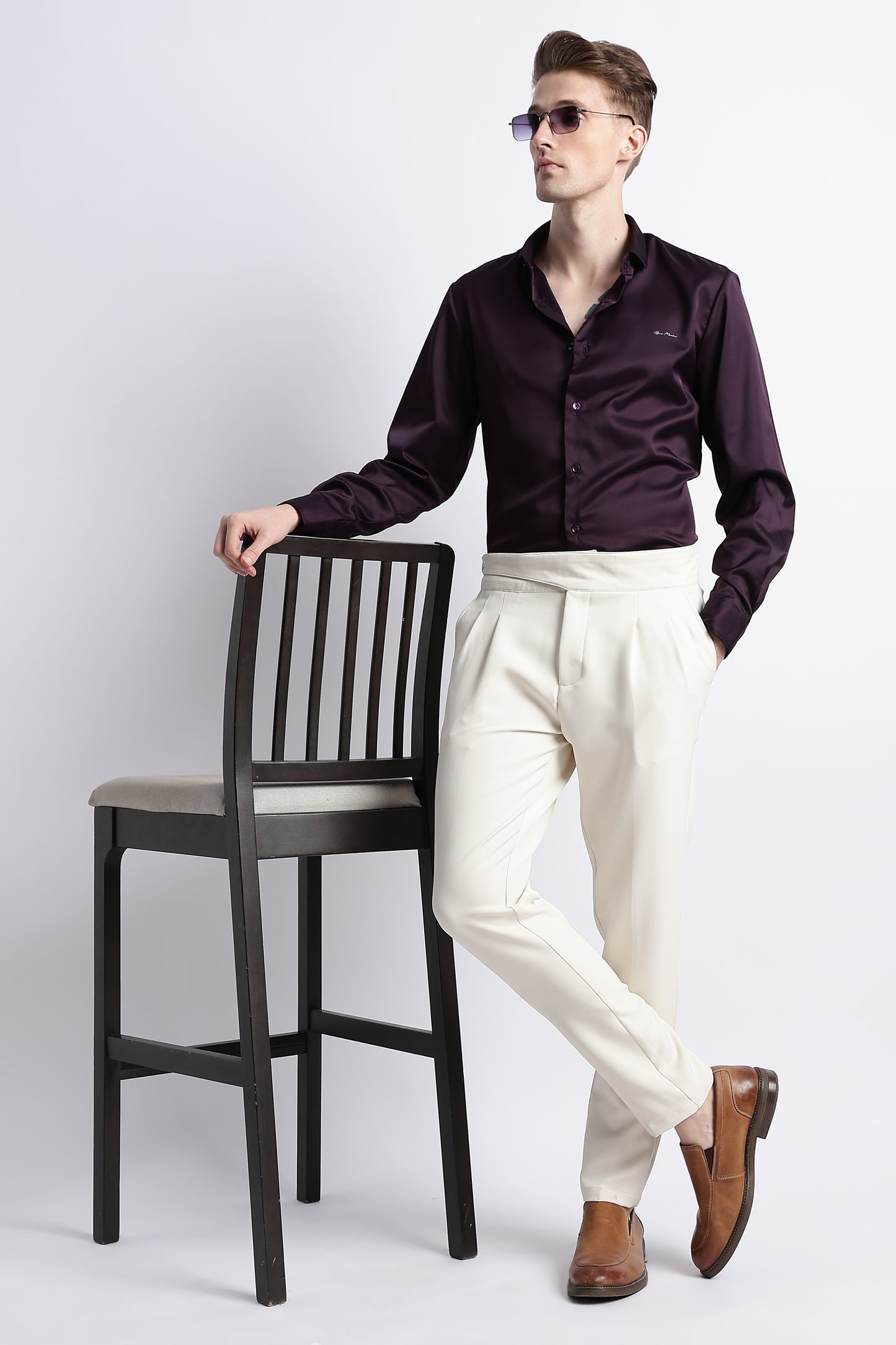 Smooth Satin Shirt Purple