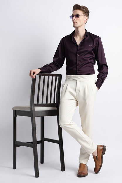 Smooth Satin Shirt Purple