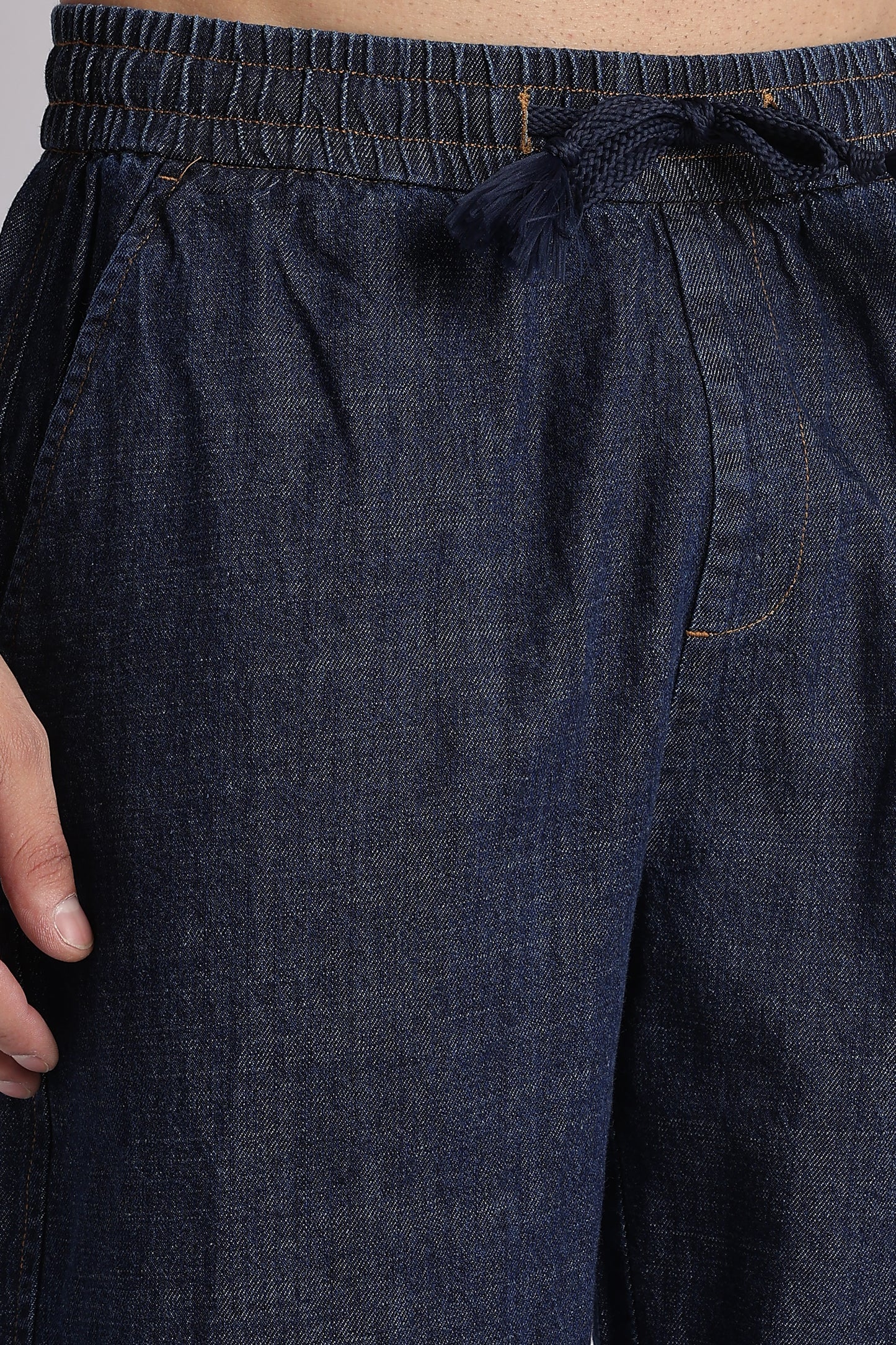 Indigo Drawstring Denim Pants