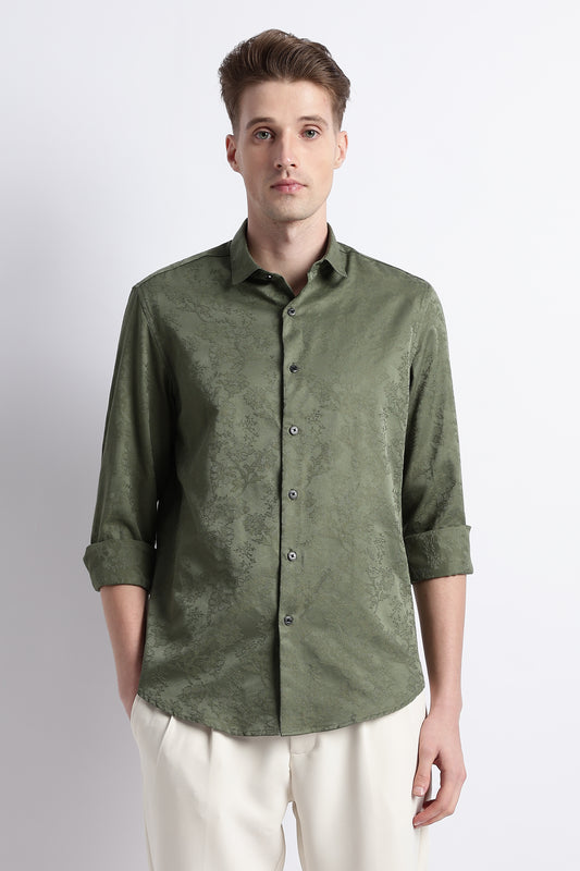 Textured Jacquard Shirt Green