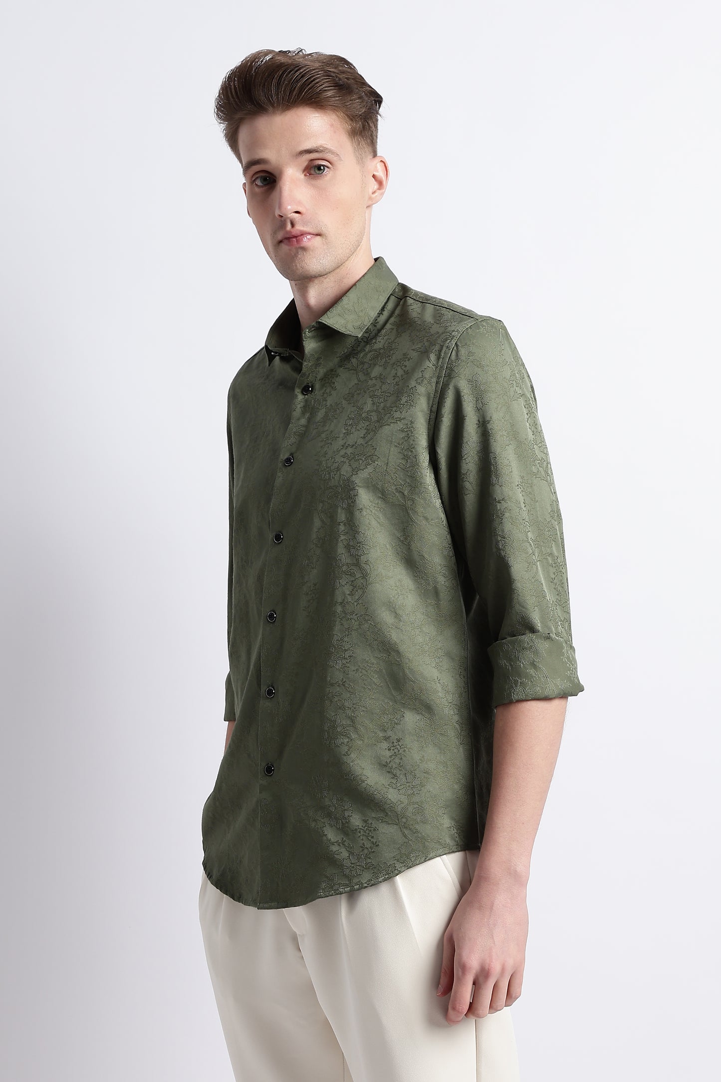 Textured Jacquard Shirt Green