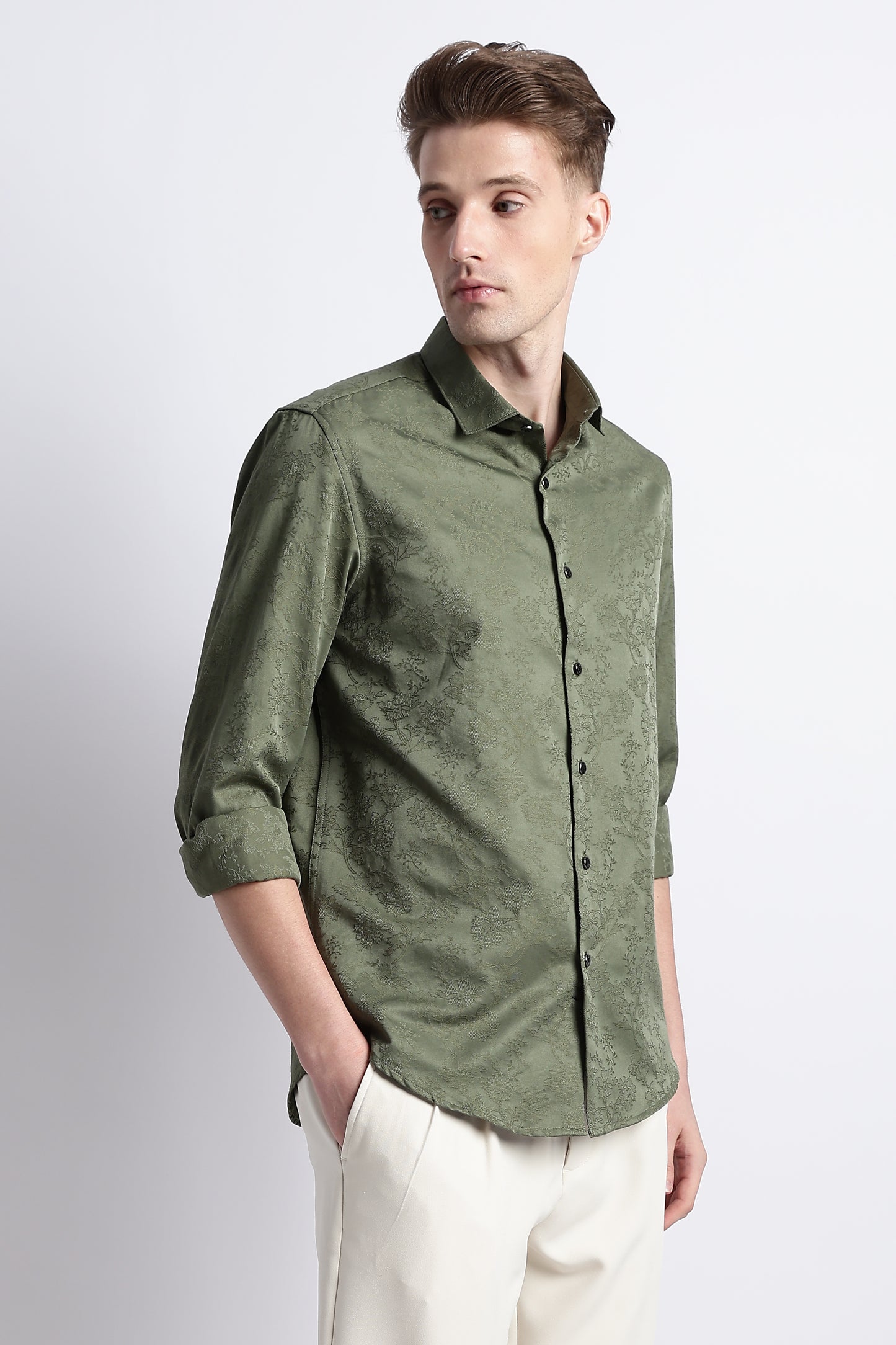 Textured Jacquard Shirt Green