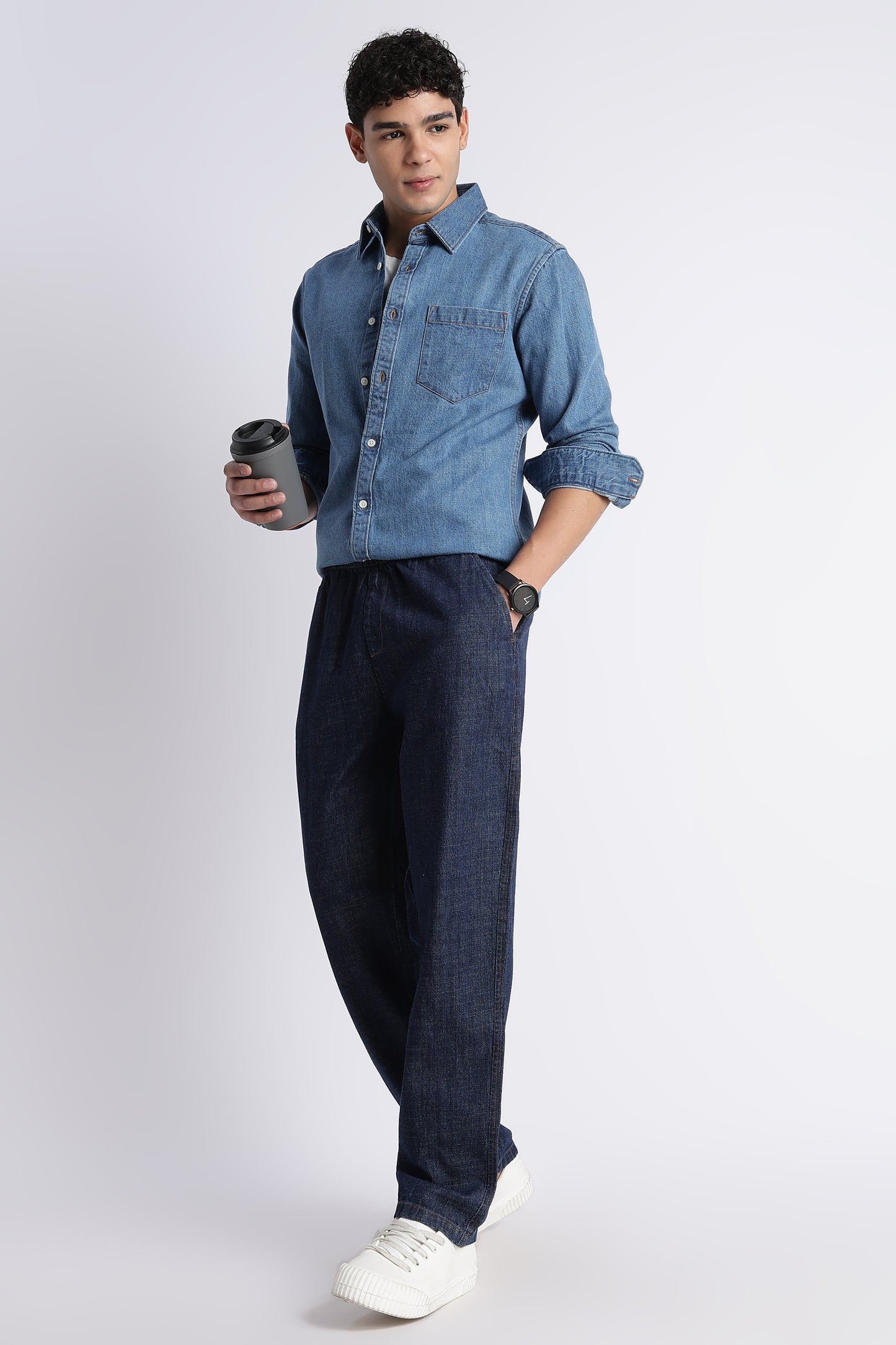 Indigo Drawstring Denim Pants