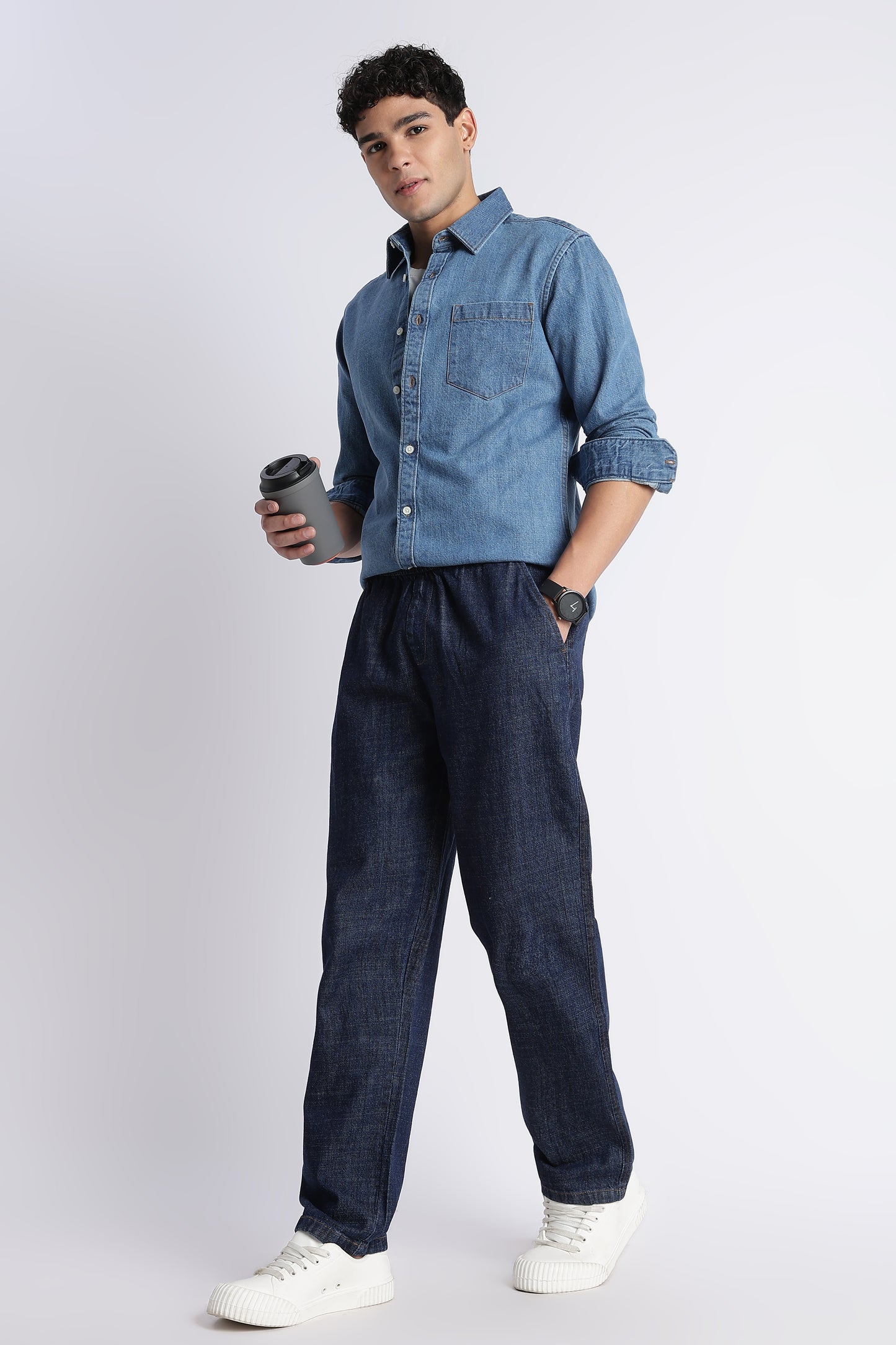 Indigo Drawstring Denim Pants