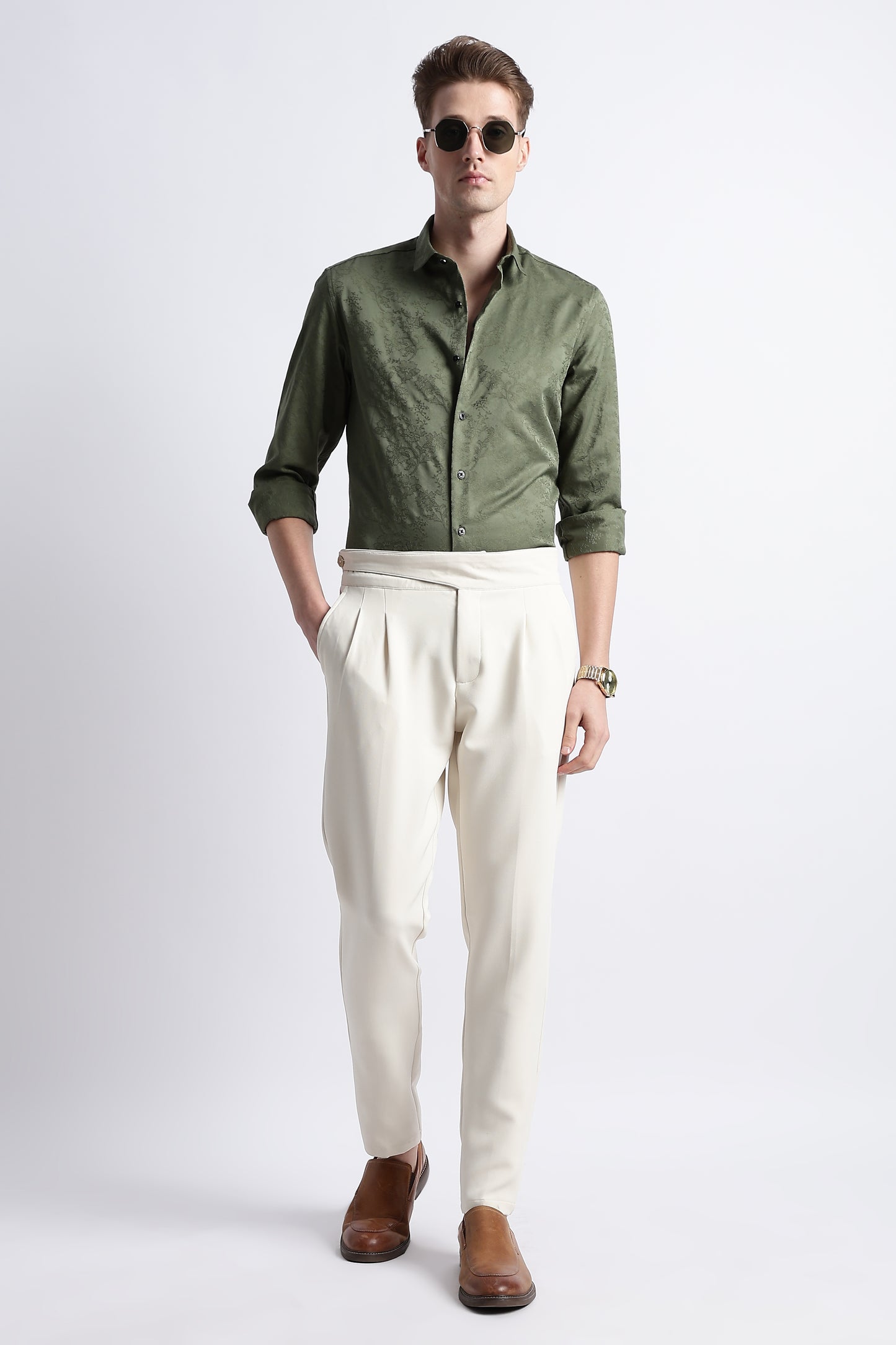 Textured Jacquard Shirt Green