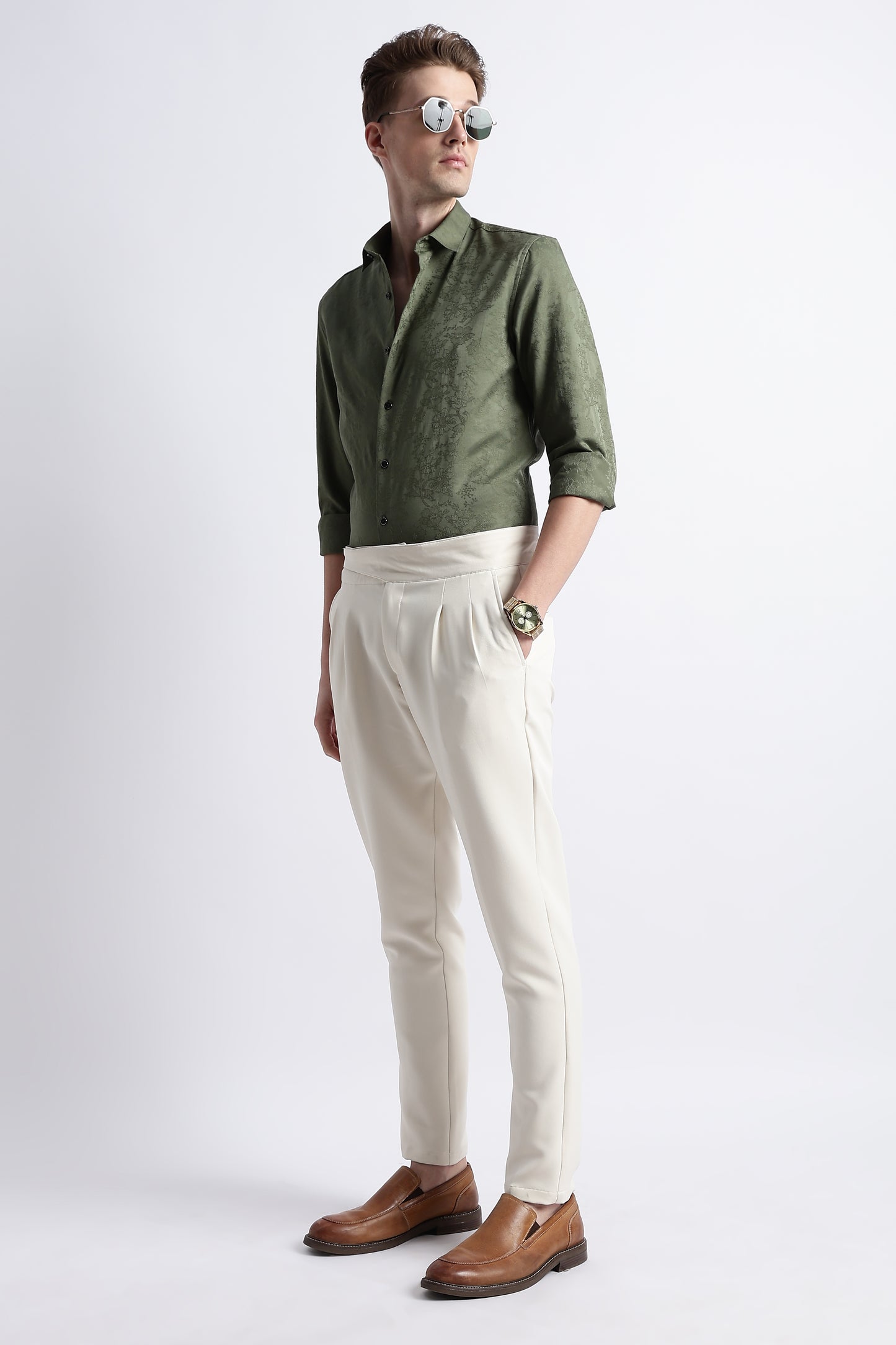 Textured Jacquard Shirt Green