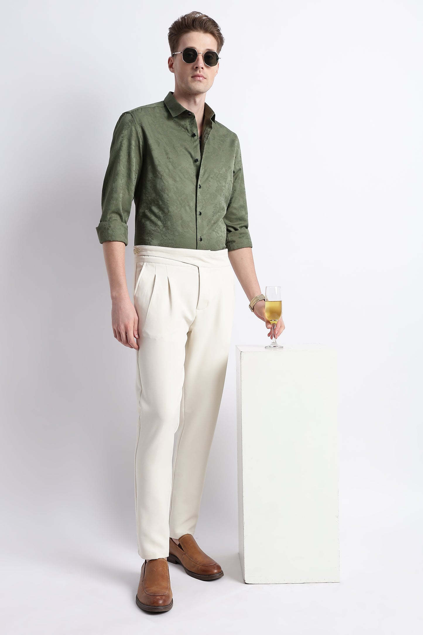 Textured Jacquard Shirt Green