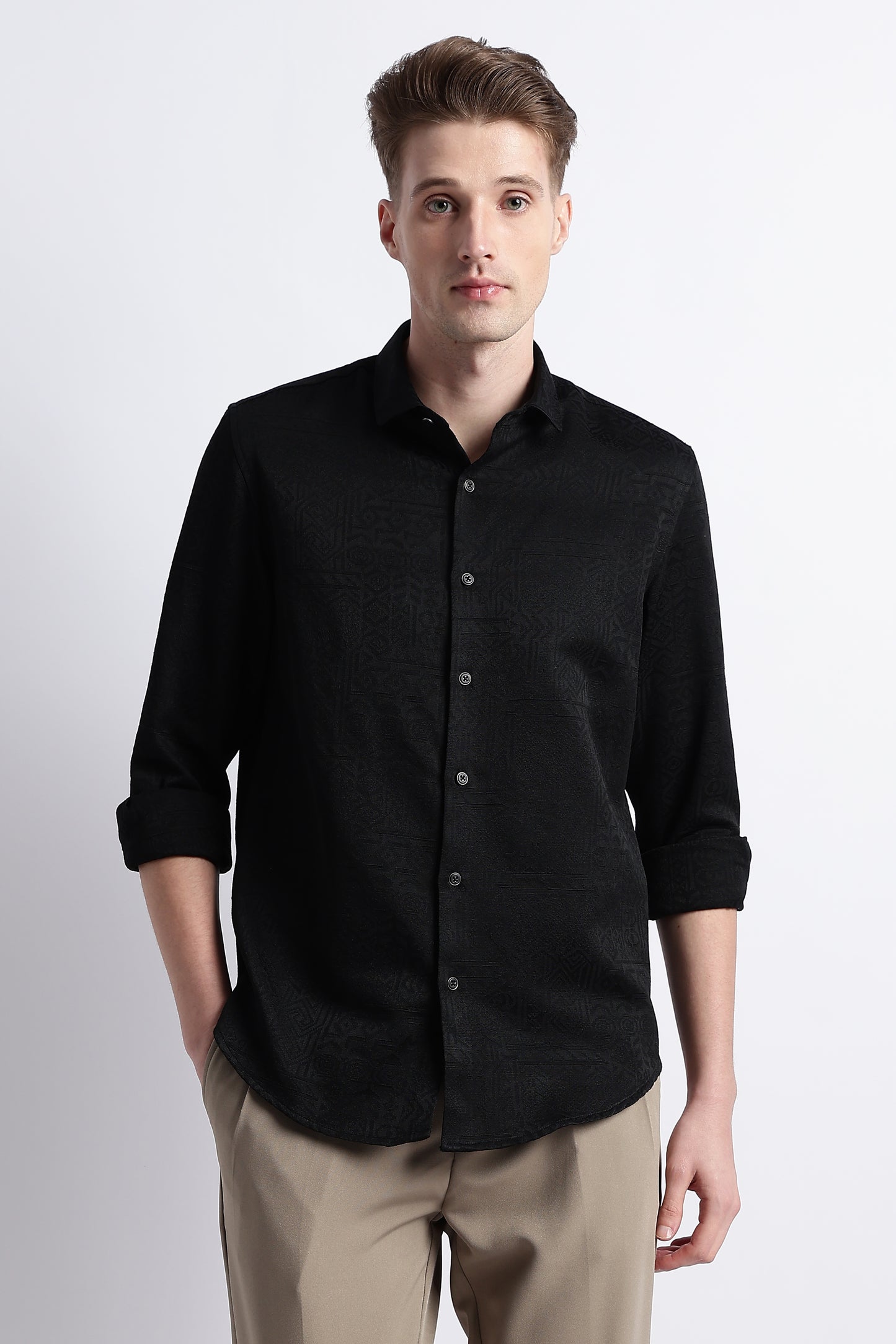 Textured Jacquard Shirt Black
