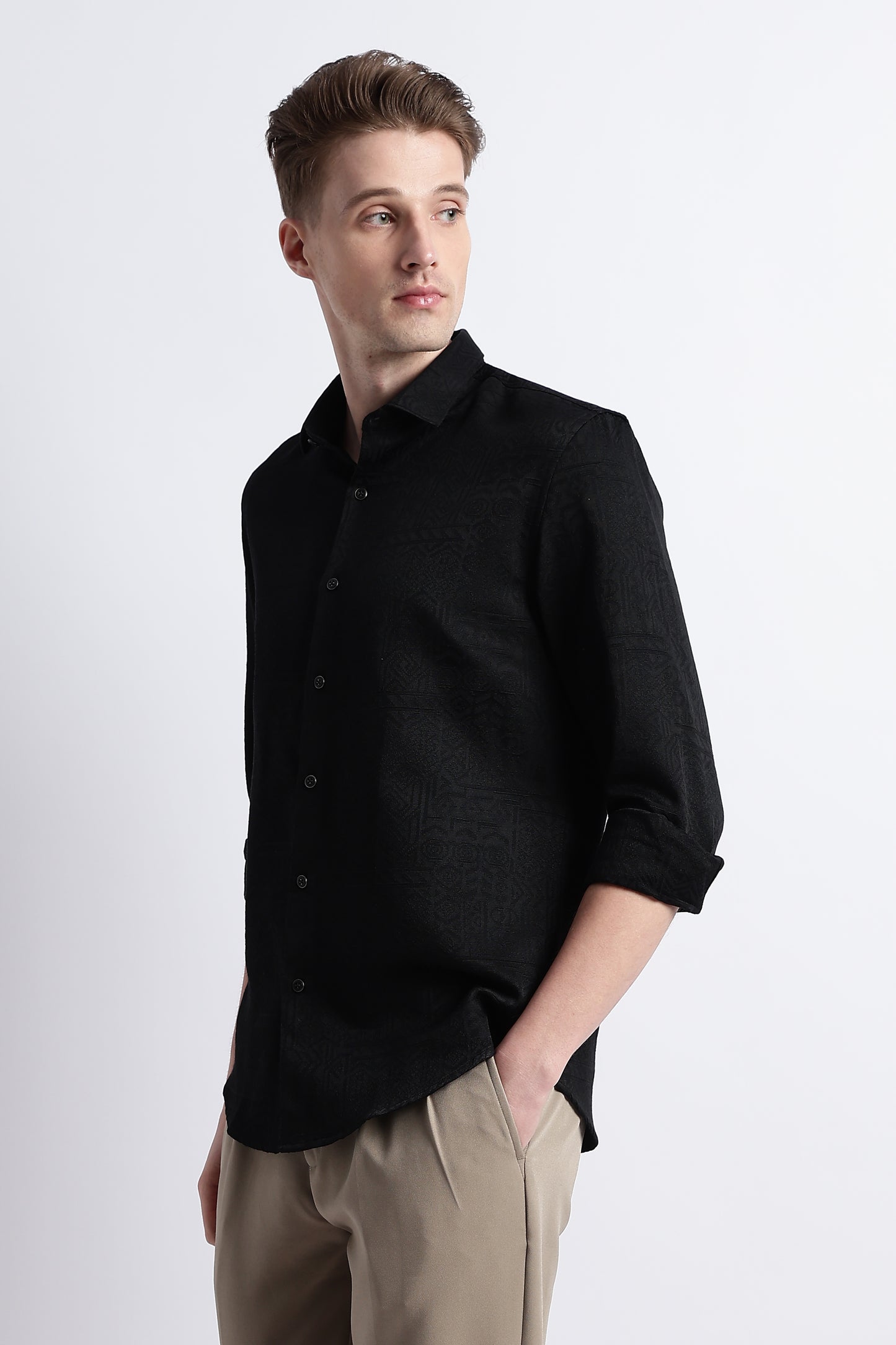 Textured Jacquard Shirt Black