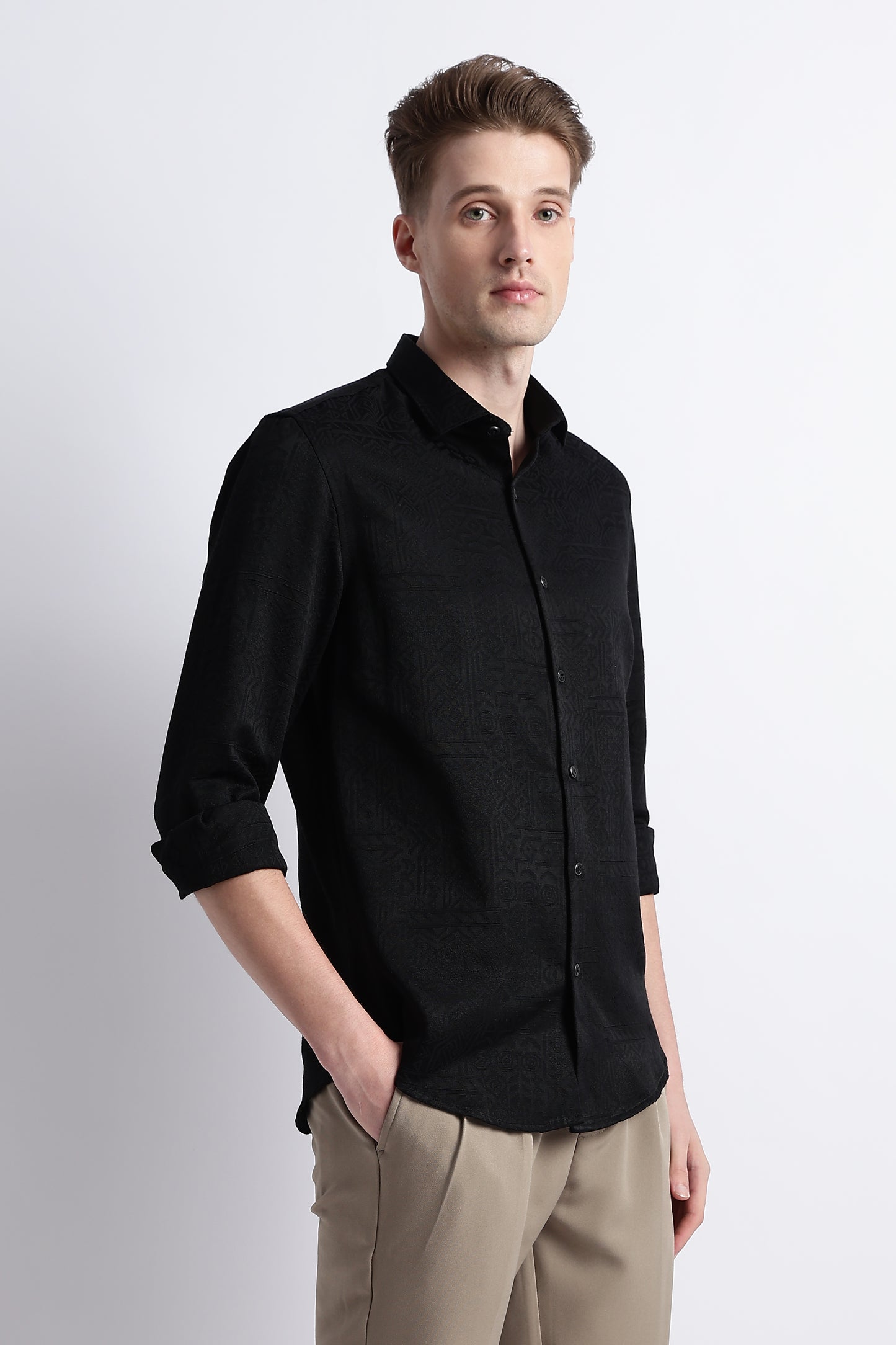 Textured Jacquard Shirt Black
