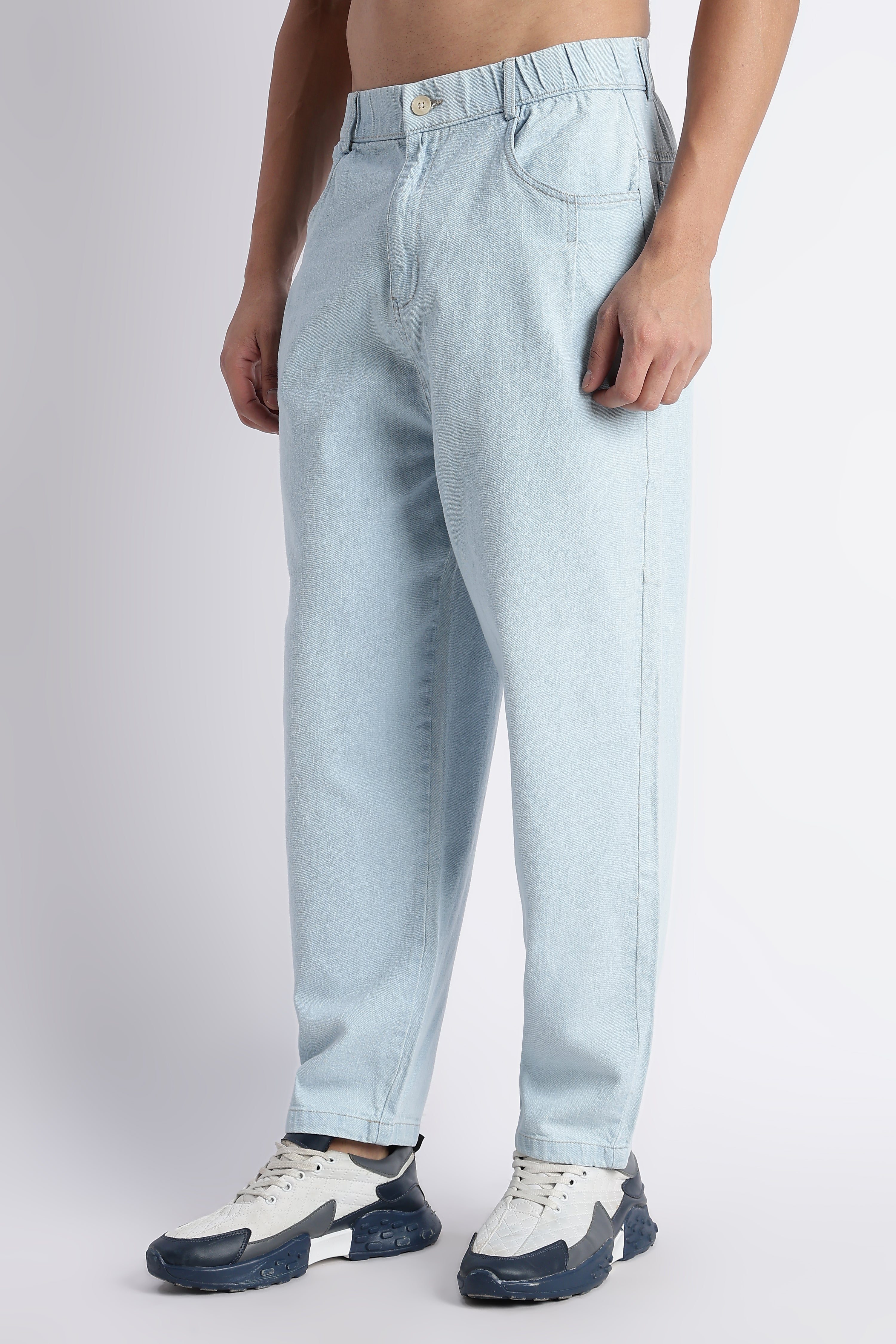 Men's Ice Blue Denim Balloon Fit Pants