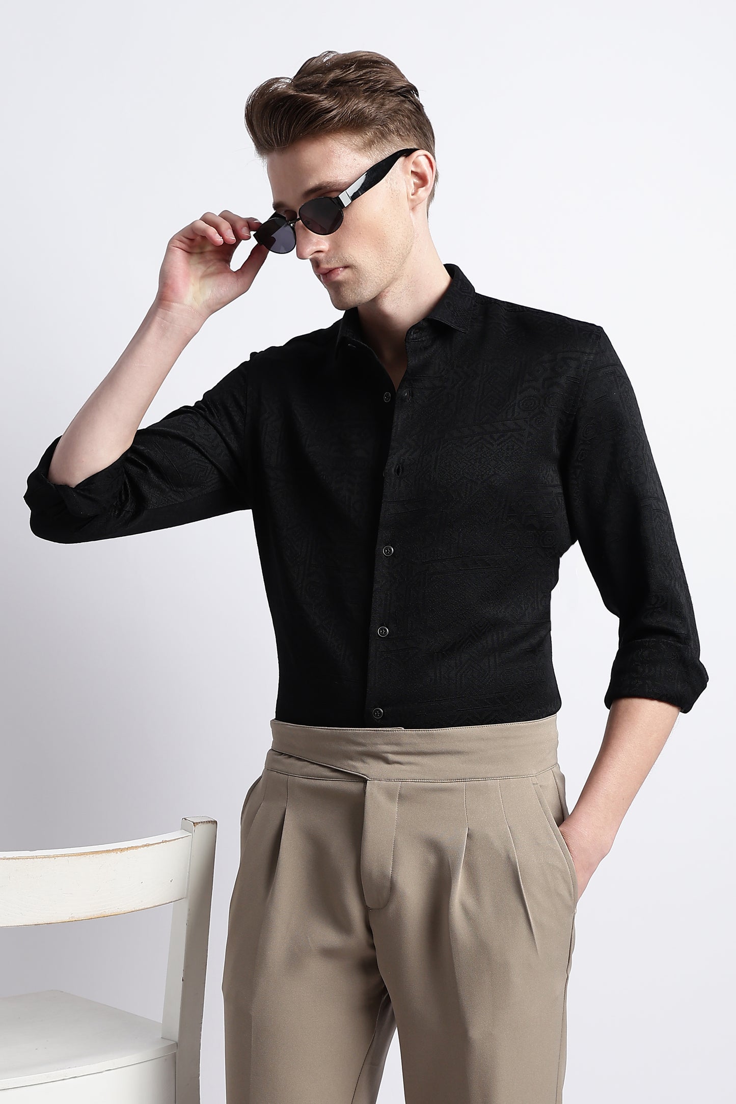 Textured Jacquard Shirt Black