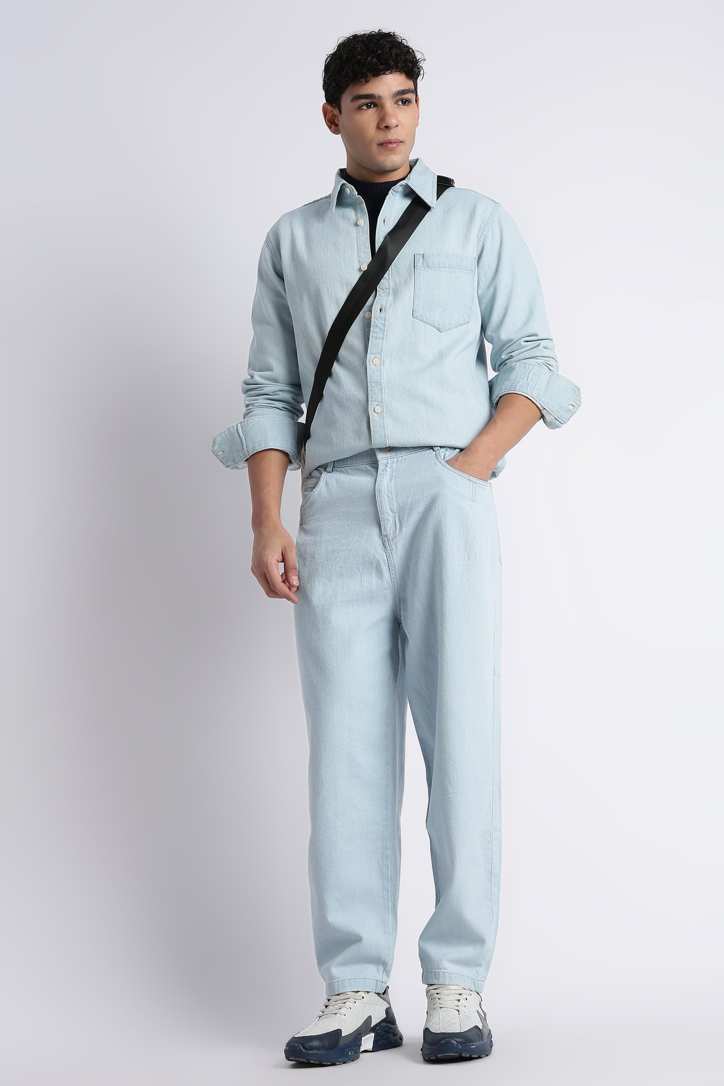 Ice Blue Baggy Jeans for Men