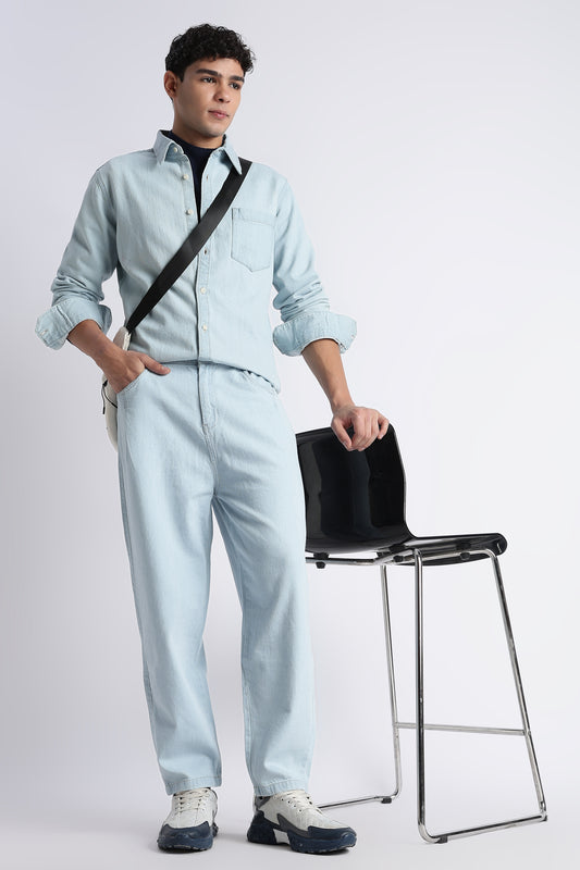 Men's Ice Blue Denim Balloon Fit Pants
